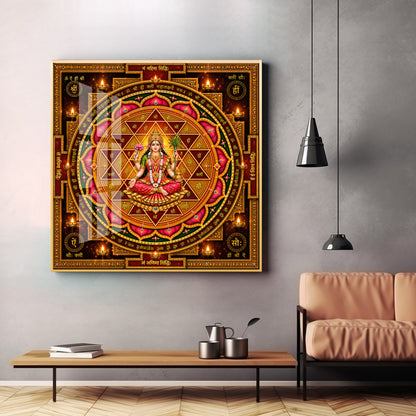 Shri Lalita Tripura Sundari Yantra Premium Acrylic Square Wall Art