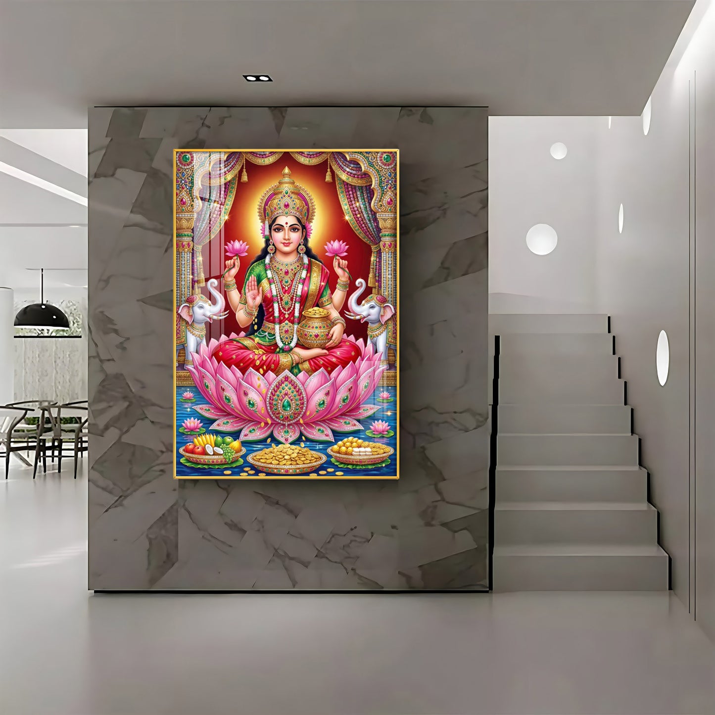 Goddess Mahalakshmi Premium Acrylic Vertical Wall Art