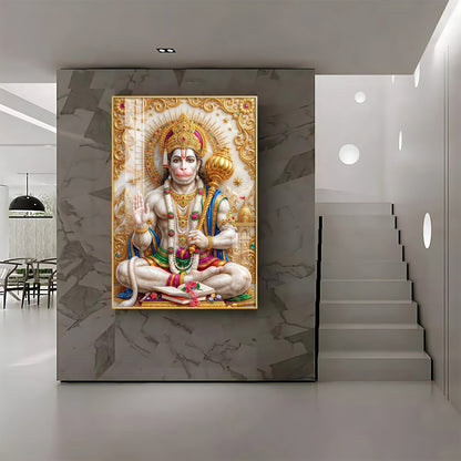Divine Lord Hanuman Ji Premium Acrylic Vertical Wall Art