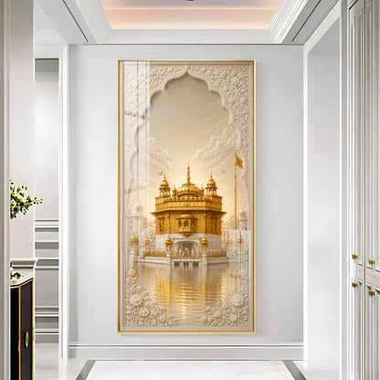 Divine Golden Temple Premium Acrylic Vertical Wall Art