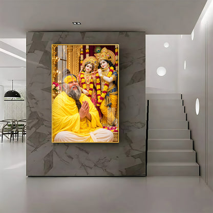 Premanand maharaj With Radhe Krishna Premium Acrylic Vertical Wall Art