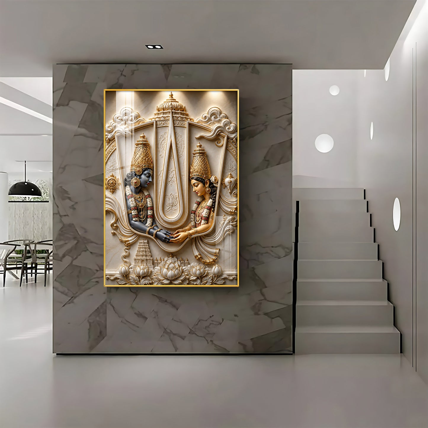 Lord Vishnu Shri Lakshmi Premium Acrylic Vertical Wall Art