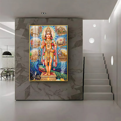 Hindu Lord Kartikeya Premium Acrylic Vertical Wall Art