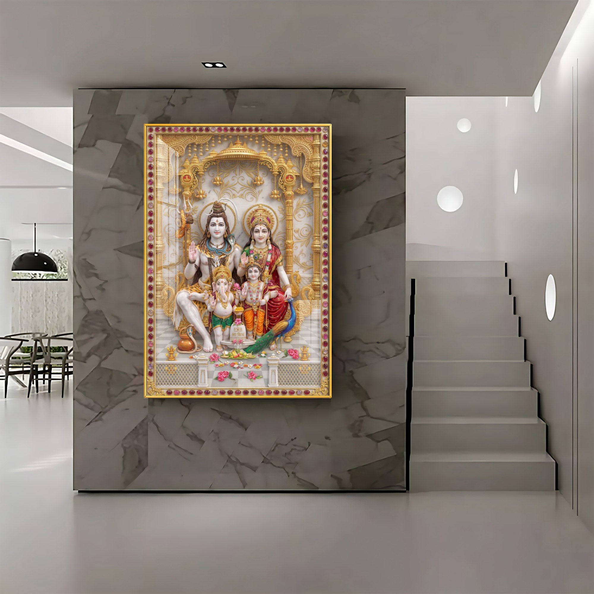Blessings Of Shiv Parivar Premium Acrylic Vertical Wall Art