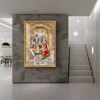 Blessings Of Shiv Parivar Premium Acrylic Vertical Wall Art
