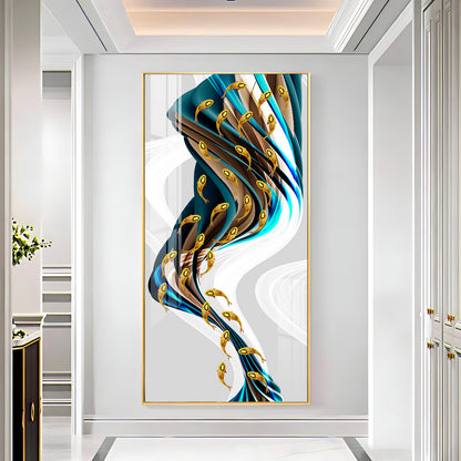 Rich Golden Carp School of Fish Premium Acrylic Vertical Wall Art