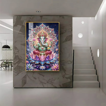 Colourful Lord Ganesha Premium Acrylic Vertical Wall Art