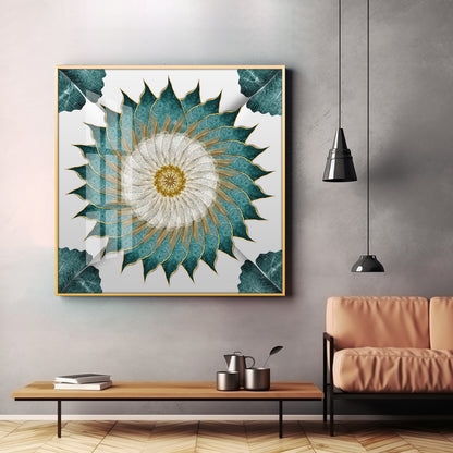 Leaf Rangoli Premium Acrylic Square Wall Art