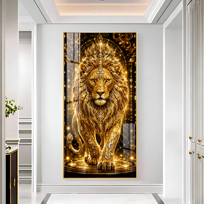 Golden Lion Premium Acrylic Vertical Wall Art