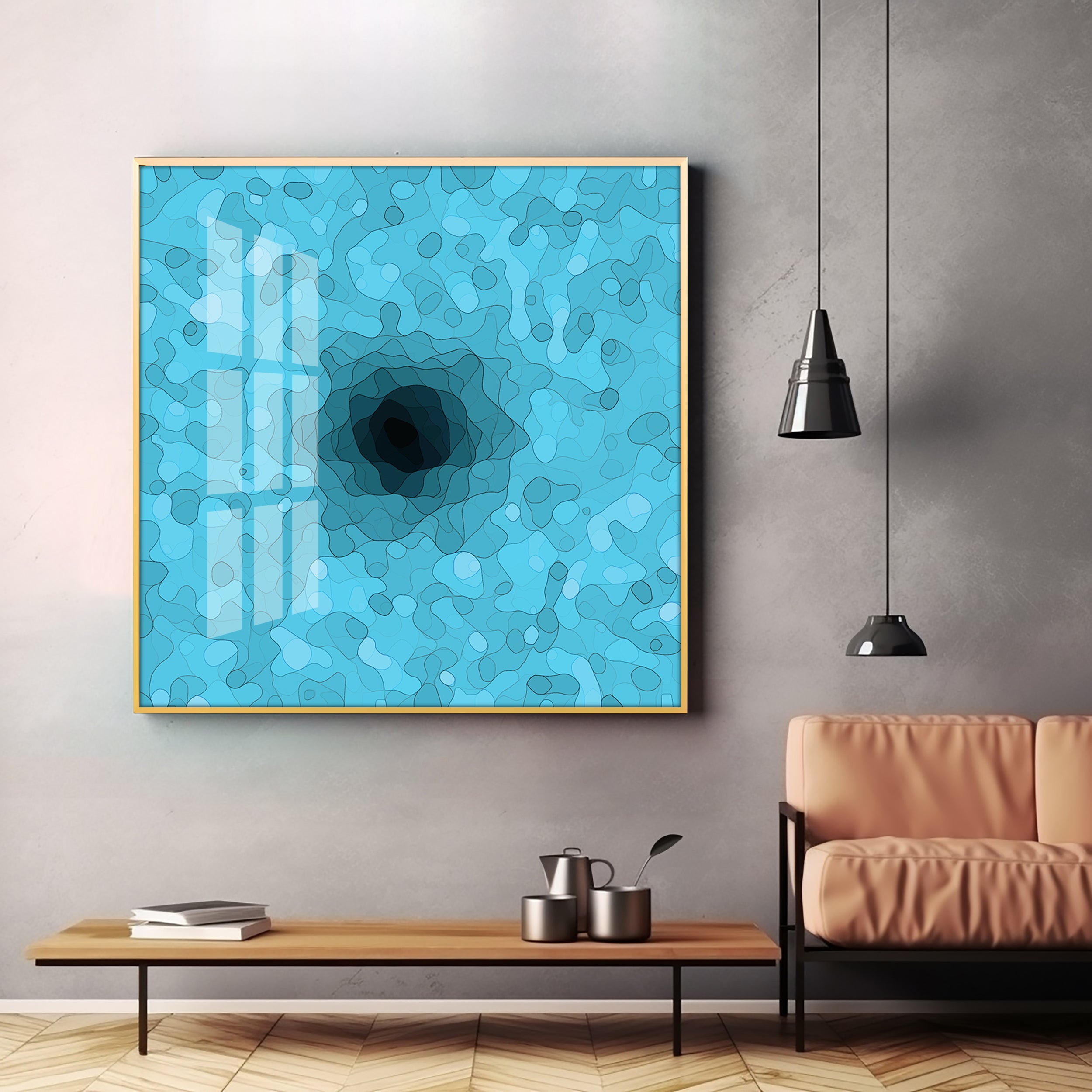 Abstract Blue Colored Design Premium Acrylic Square Wall Art