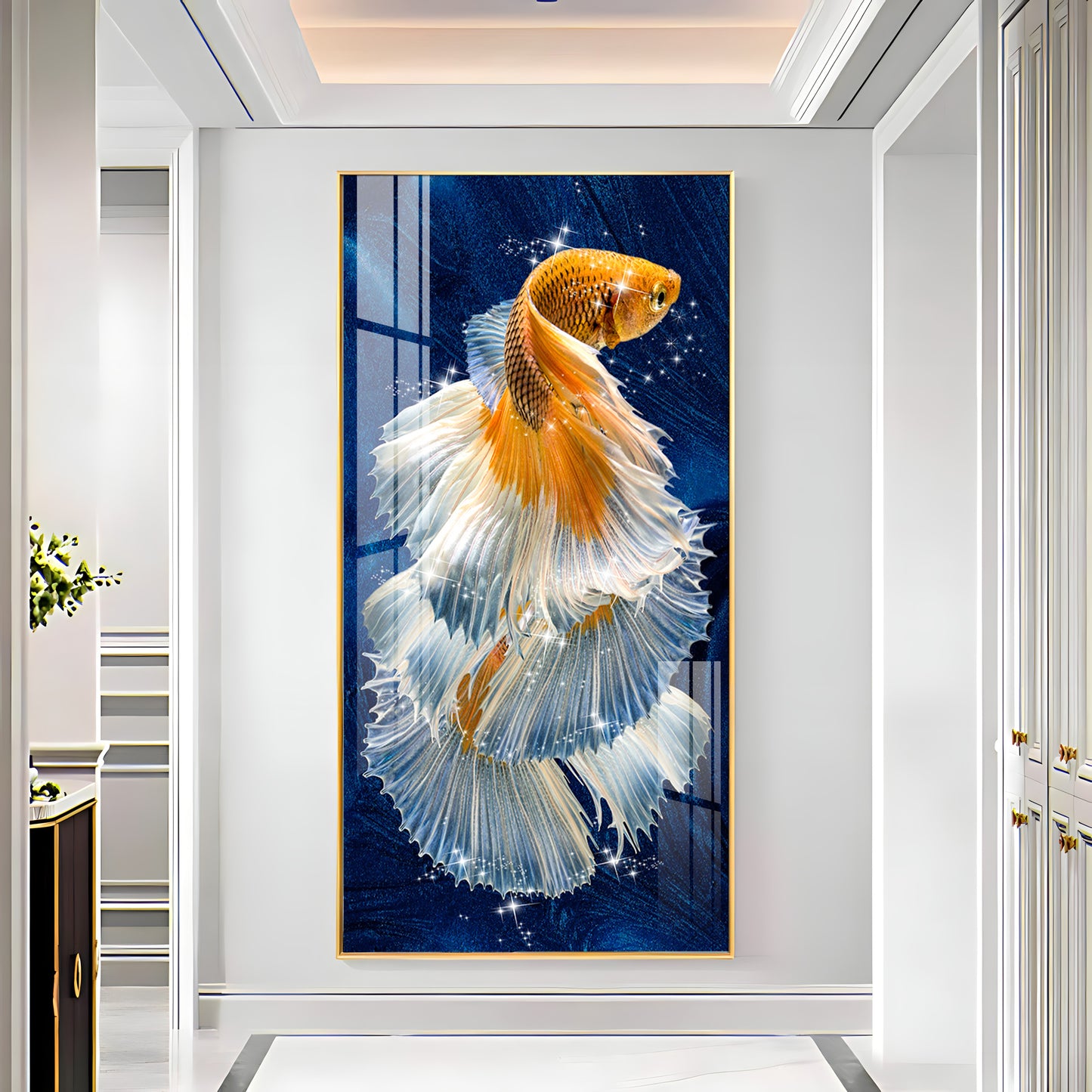 Golden Fish Premium Acrylic Vertical Wall Art