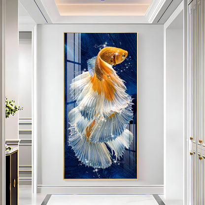 Golden Fish Premium Acrylic Vertical Wall Art