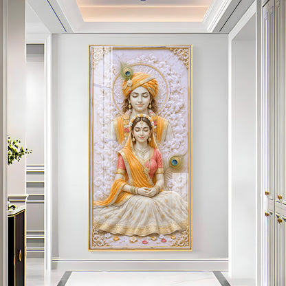 Meditation Radha Krishna Premium Acrylic Vertical Wall Art