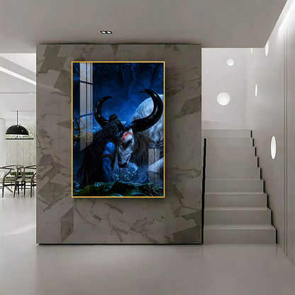 Shiva Embracing Nandi Bull Premium Acrylic Vertical Wall Art