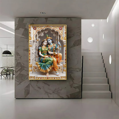 Sri Radha Krishna Blessing Premium Acrylic Vertical Wall Art