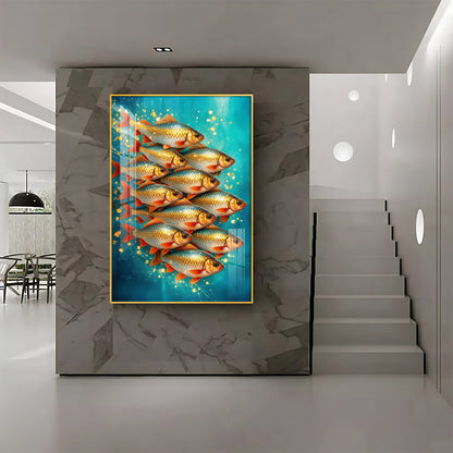 Shimmering Goldfish Premium Acrylic Vertical Wall Art