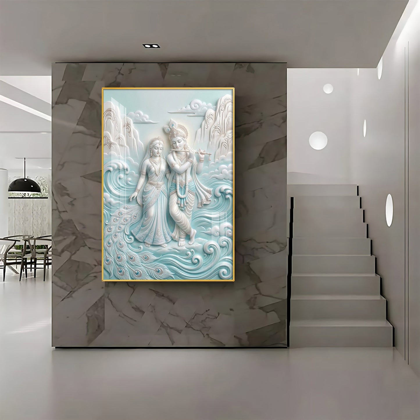 Devotional Lord Radha Krishna Premium Acrylic Vertical Wall Art