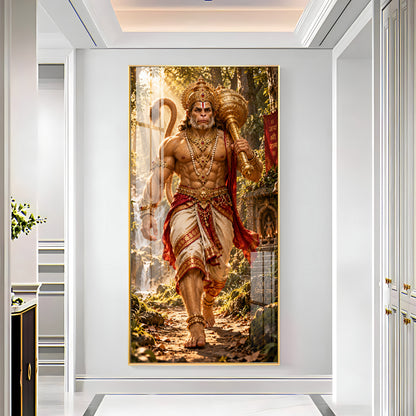 Hanuman Walking in Forest Premium Acrylic Vertical Wall Art