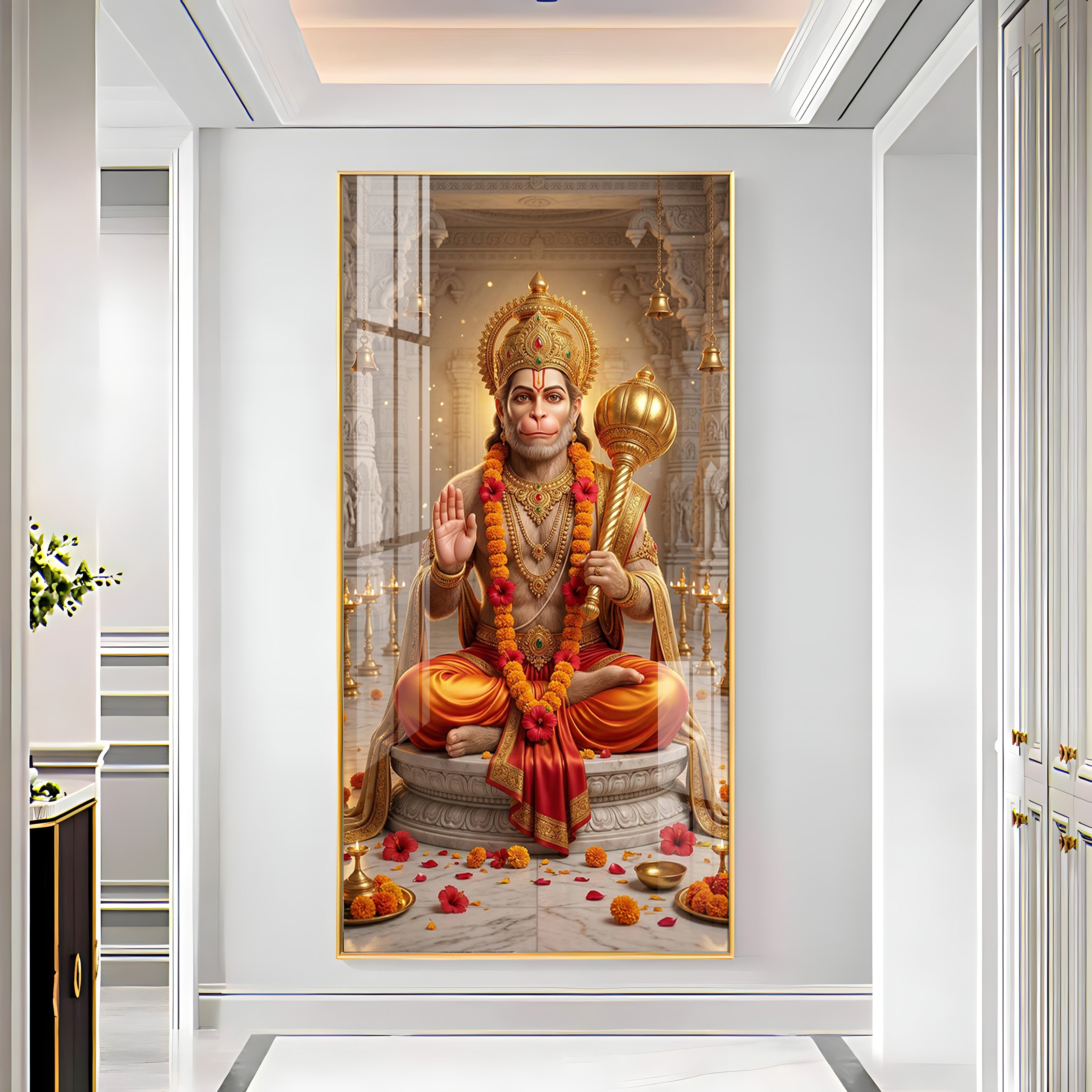 Divine Blessings Of Hanuman Ji Premium Acrylic Vertical Wall Art