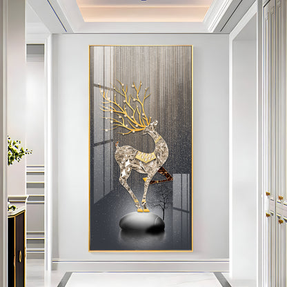 Couple Golden Deer Premium Acrylic Vertical Wall Art