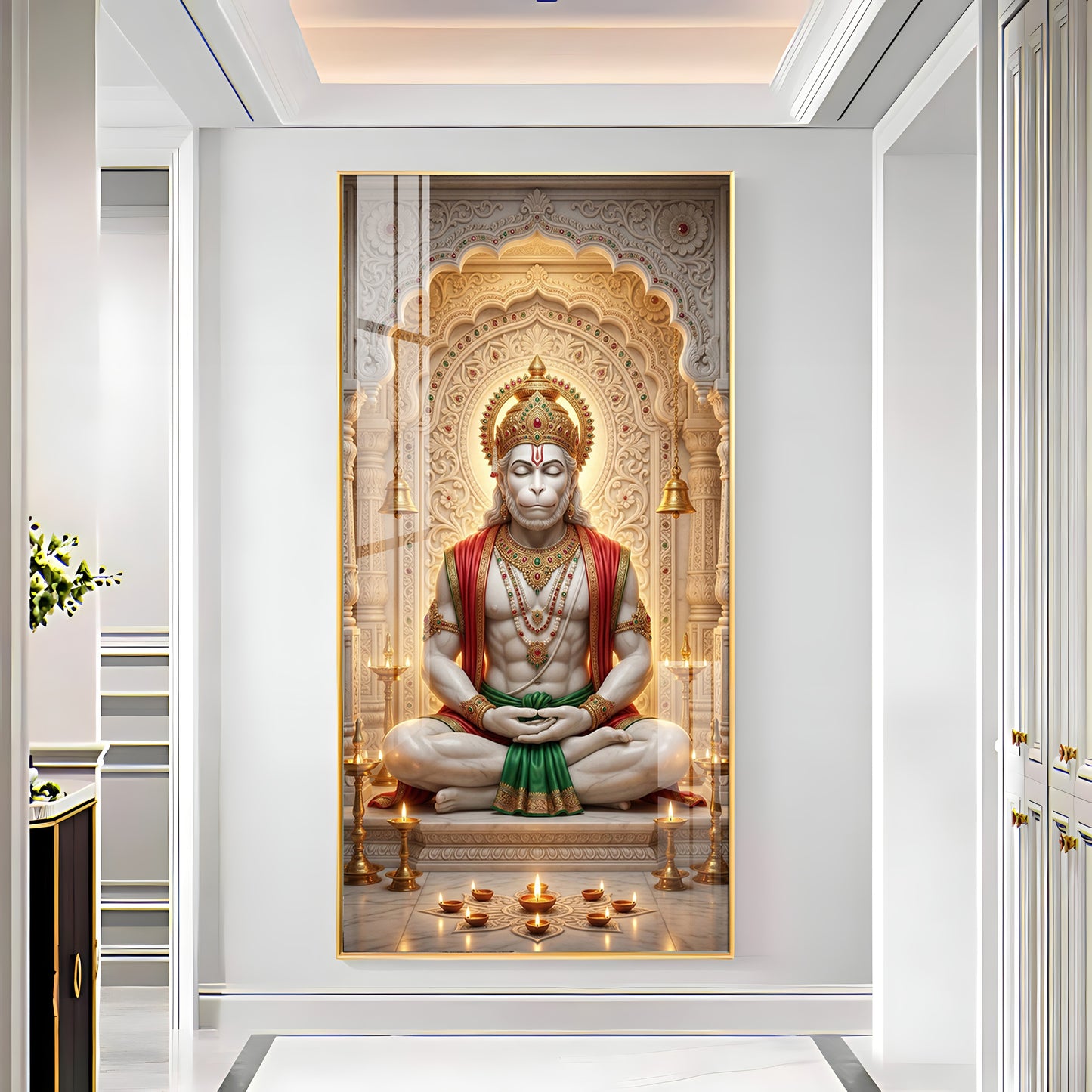 Hanuman's Divine Sanctuary Premium Acrylic Vertical Wall Art