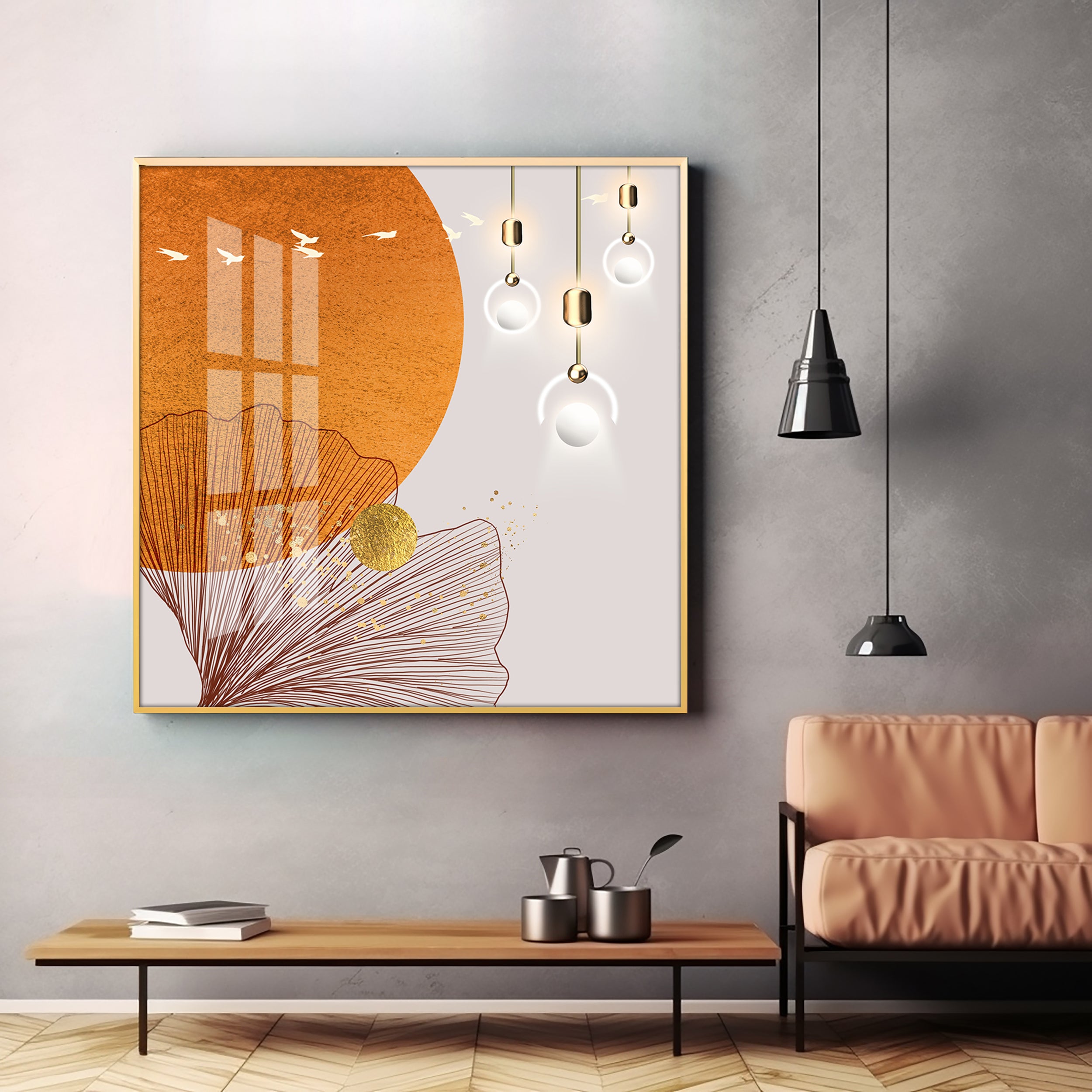 Abstract Geometric Design Premium Acrylic Square Wall Art