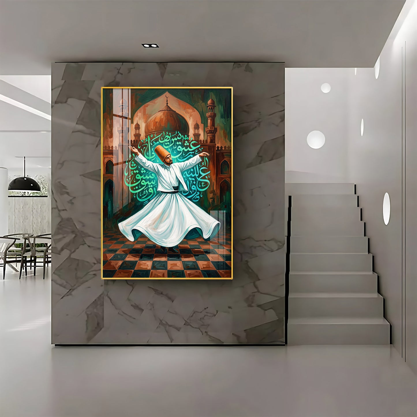 Modern Sufi Whirling Dervish Premium Acrylic Vertical Wall Art