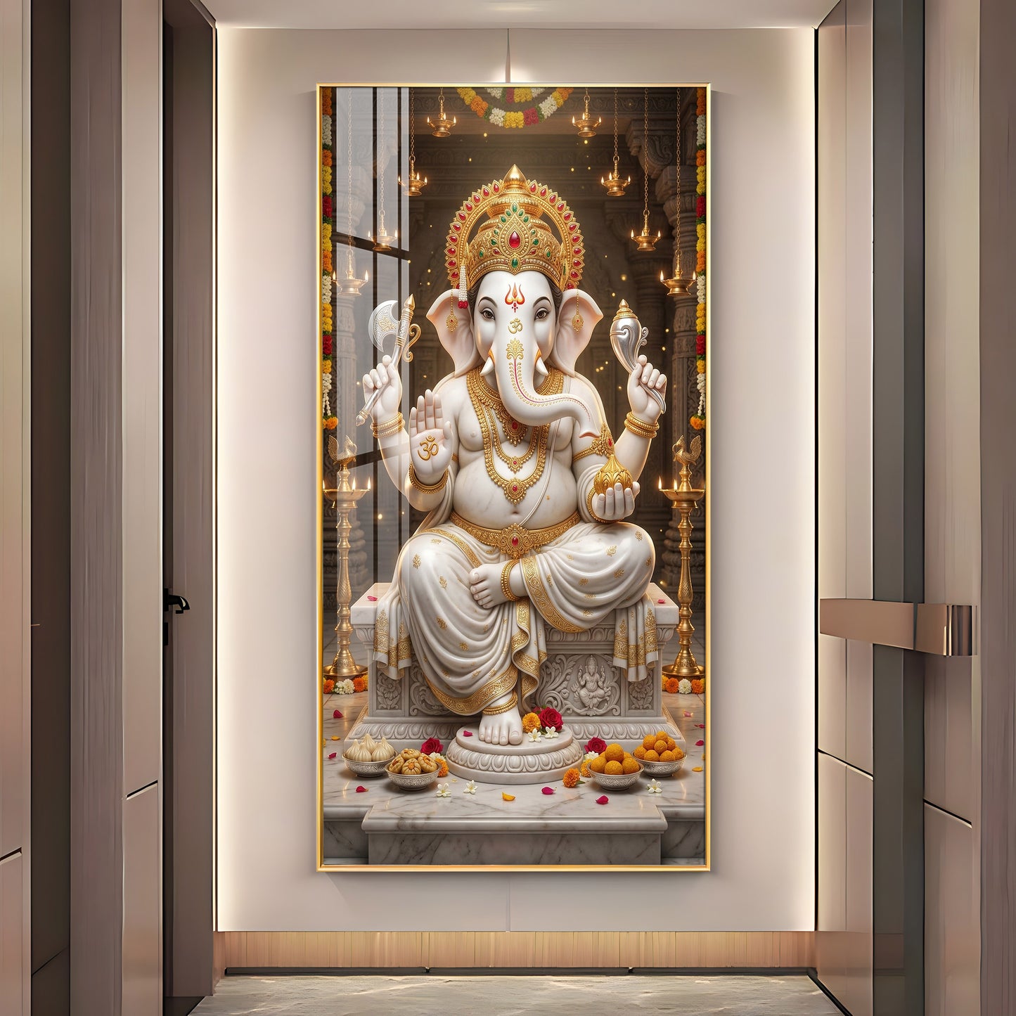 Divine Blessings Of Ganesh Ji Premium Acrylic Vertical Wall Art