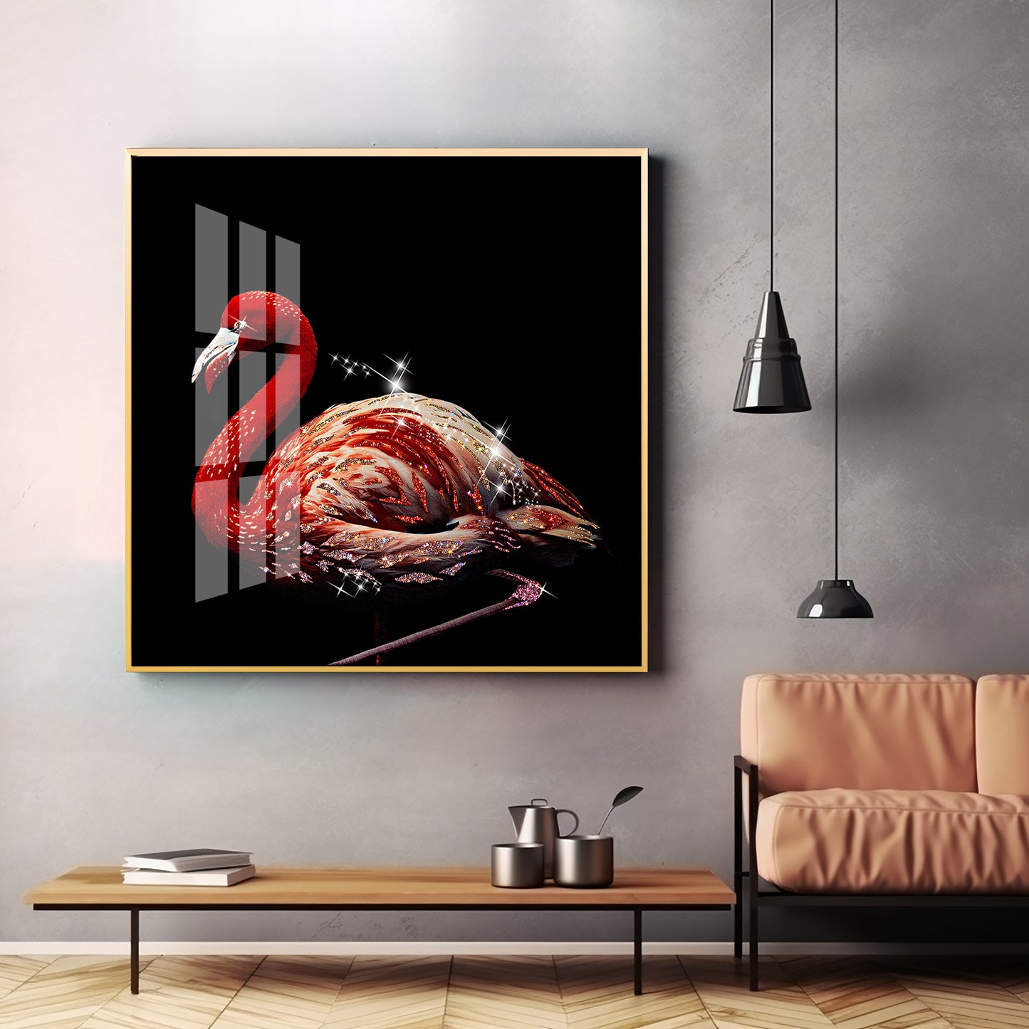 Flamingo Premium Acrylic Square Wall Art