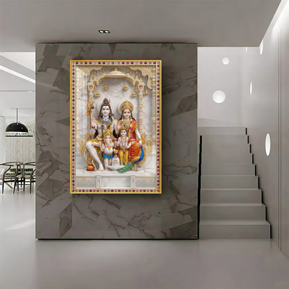 Divine Wisdom Shiv Parivar Premium Acrylic Vertical Wall Art