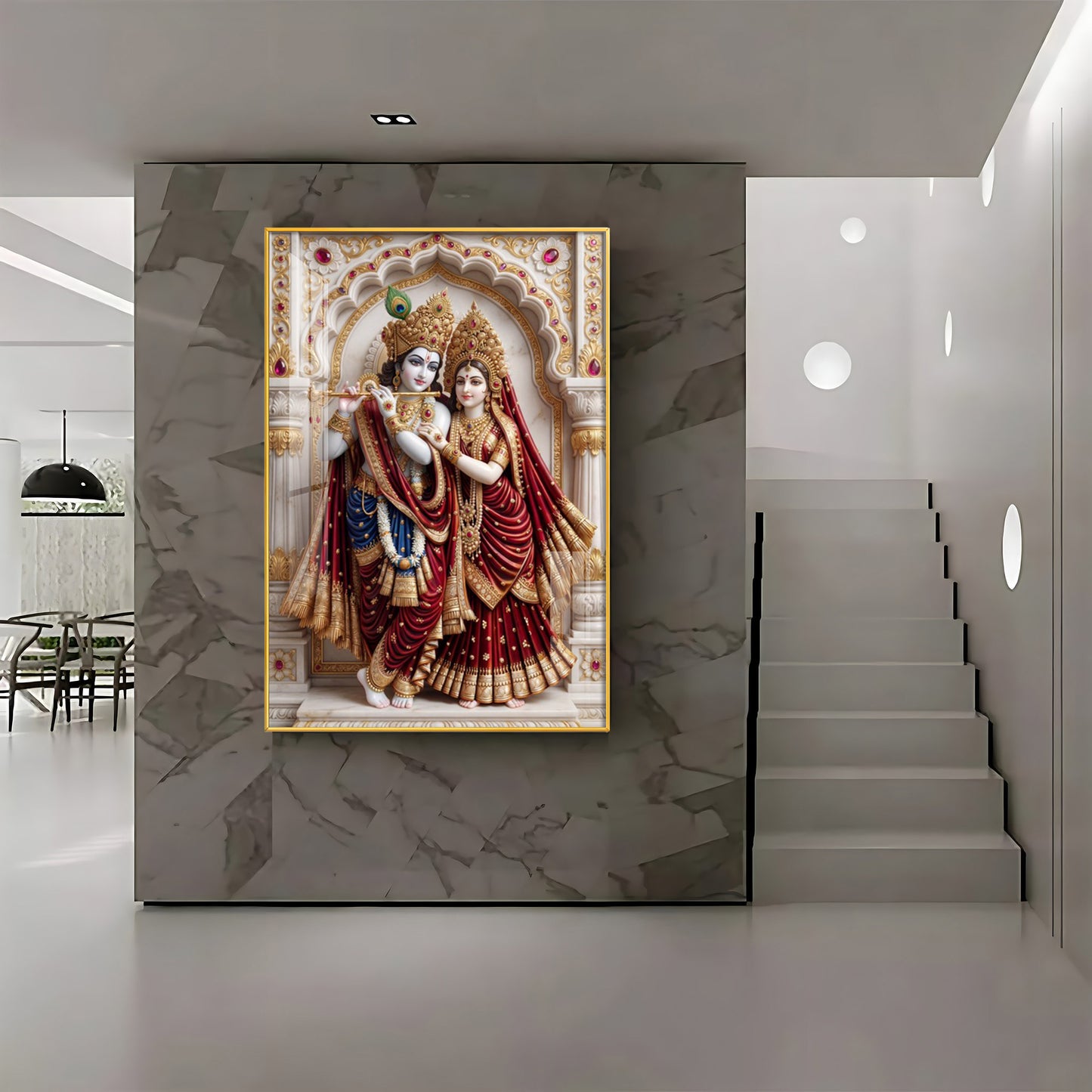Divine Wisdom Of Radha Krishna Premium Acrylic Vertical Wall Art