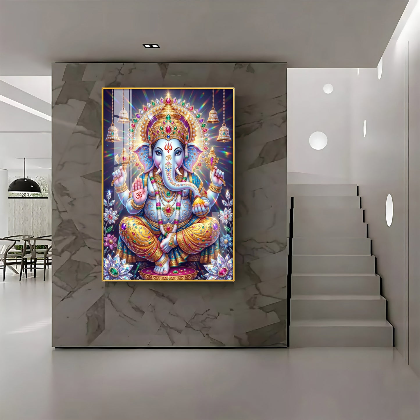 Celestial Serenity Of Lord Ganesha Premium Acrylic Vertical Wall Art