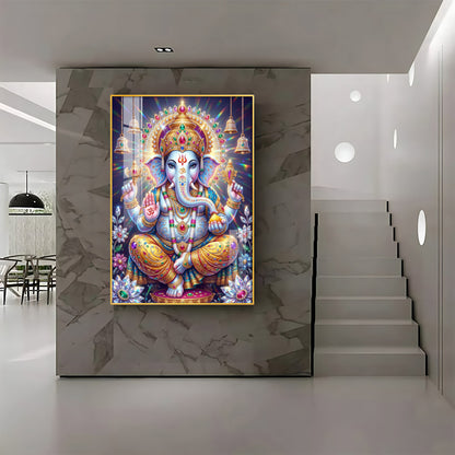 Celestial Serenity Of Lord Ganesha Premium Acrylic Vertical Wall Art