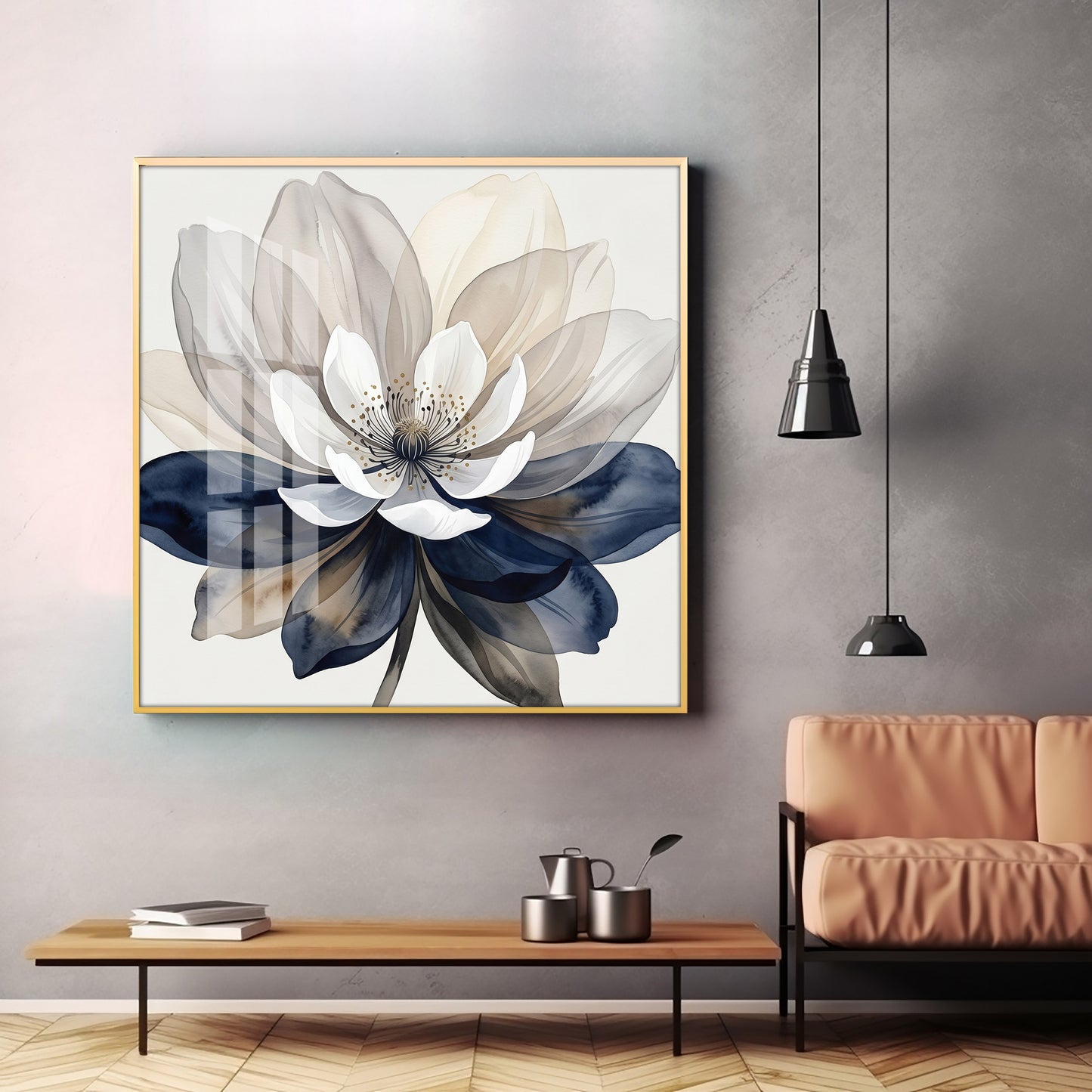 Whispering Petals Flower Premium Acrylic Square Wall Art