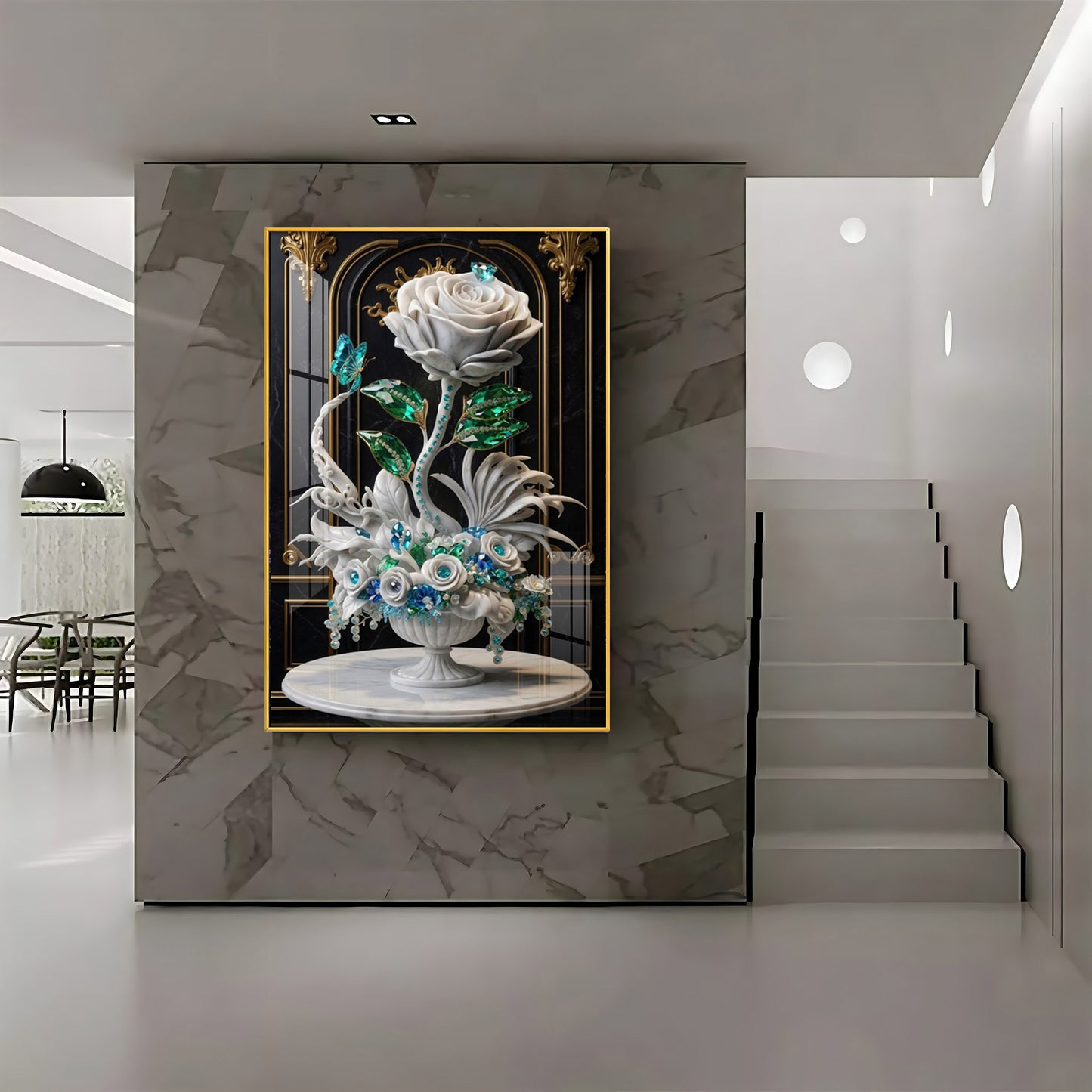 White Rose Premium Acrylic Vertical Wall Art