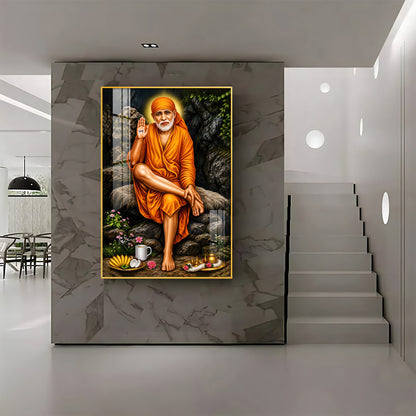 Sri Sai in Tranquil Premium Vertical Acrylic Wall Art