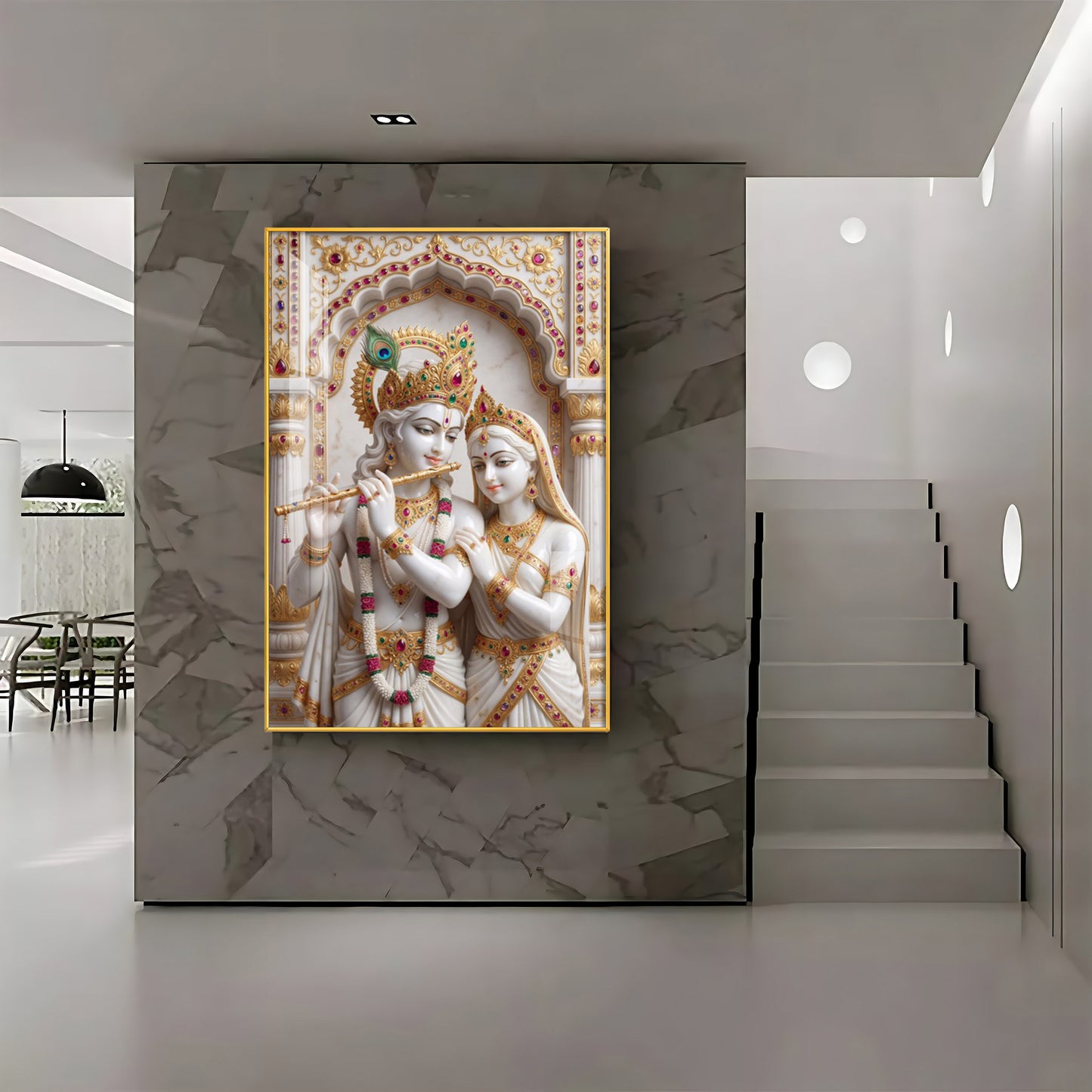 Radiant Radha krishna Idol Premium Acrylic Vertical Wall Art