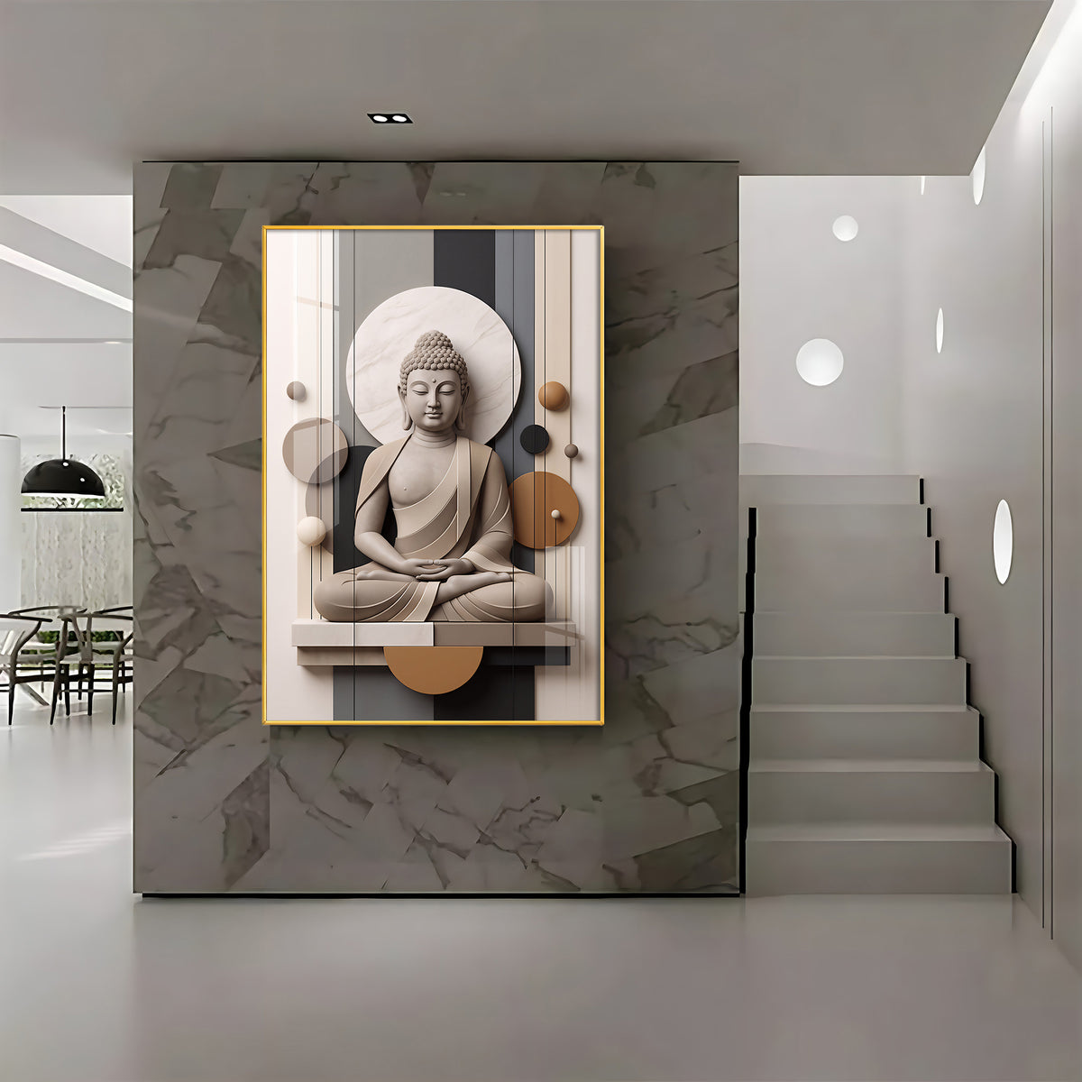 Geometric Meditating Buddha Premium Acrylic Vertical Wall Art