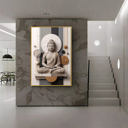 Geometric Meditating Buddha Premium Acrylic Vertical Wall Art