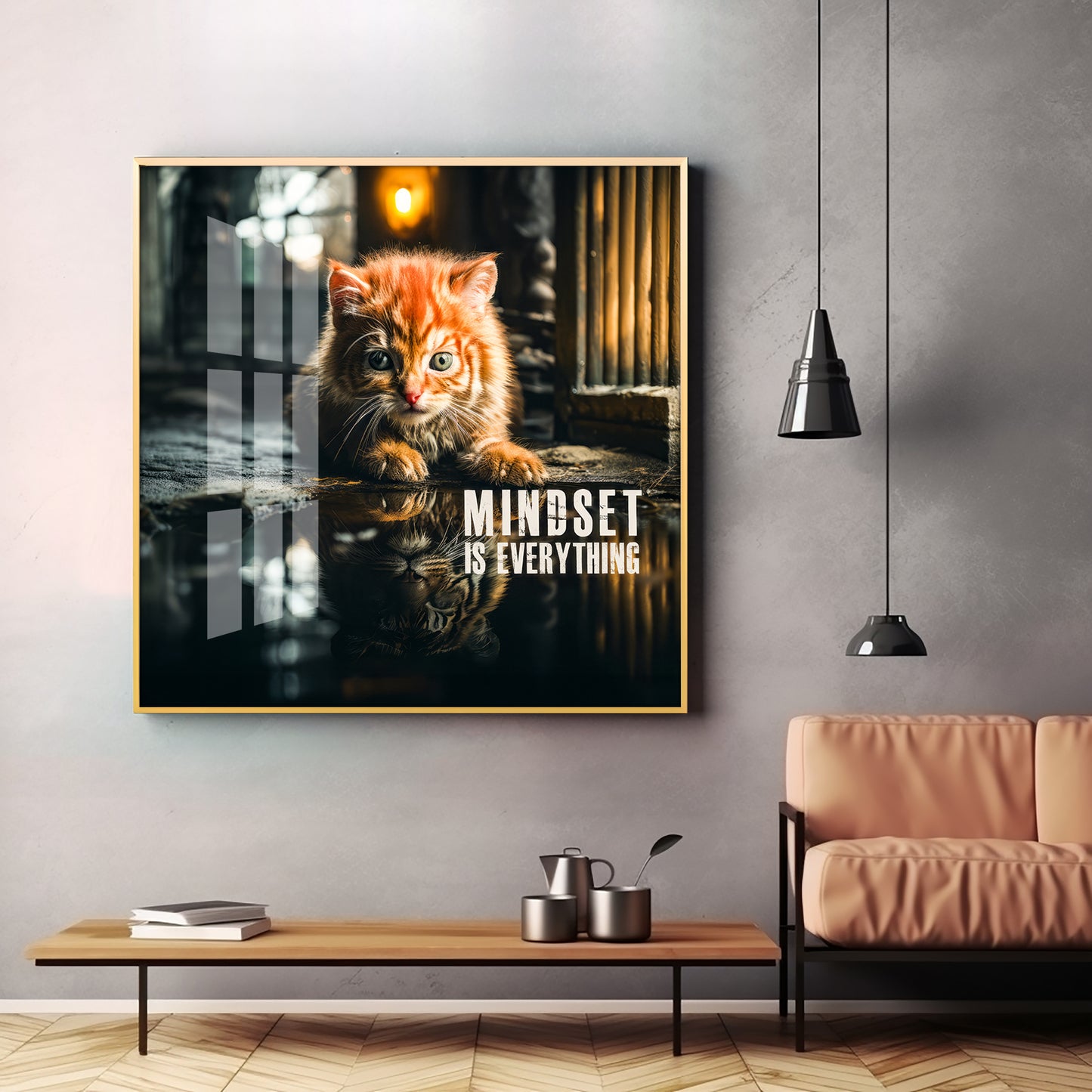 Mindset Is Everything Motivational Premium Acrylic Square Wall Art