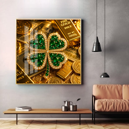Green Gemstone Premium Acrylic Square Wall Art
