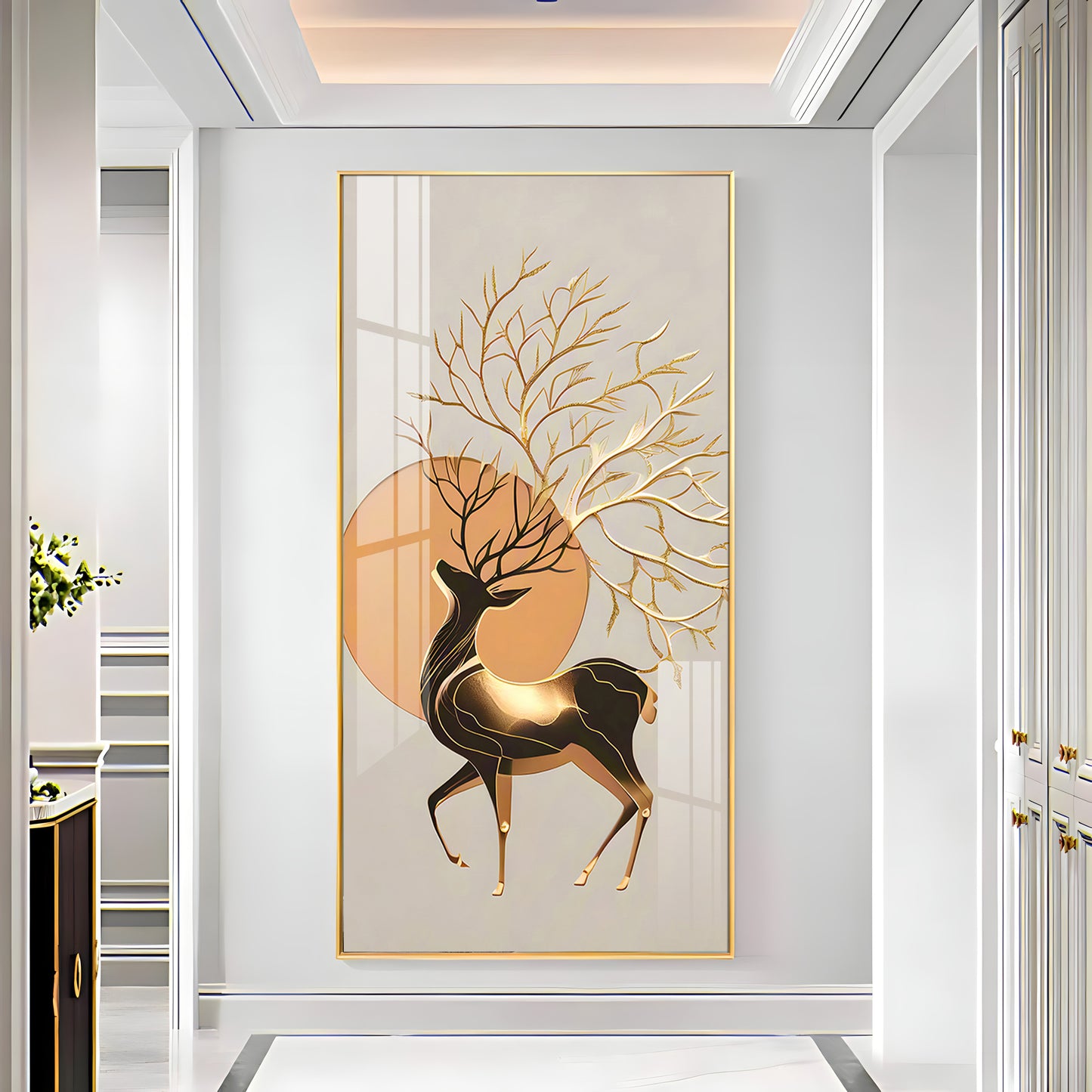 Deer With White Background Premium Acrylic Vertical Wall Art