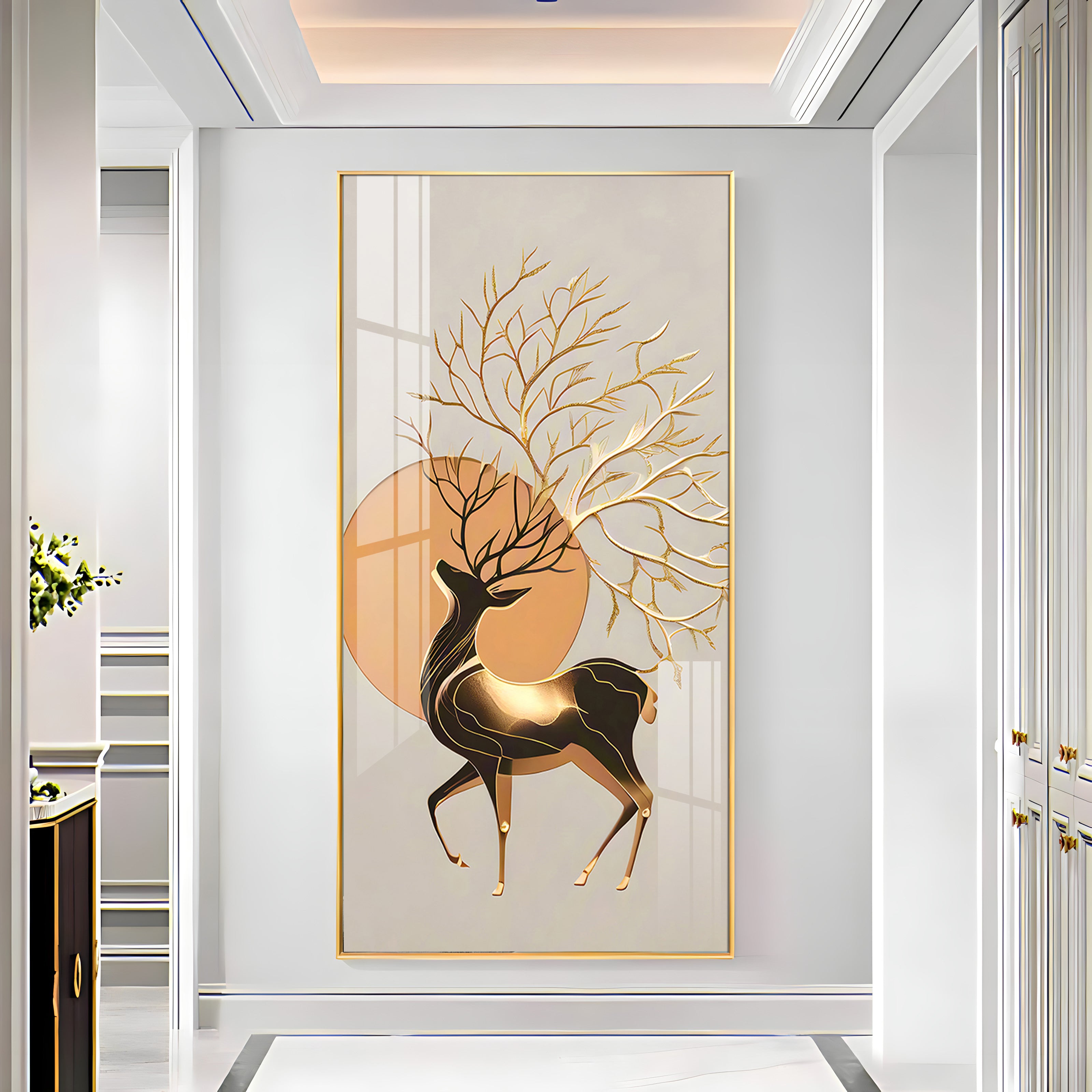 Deer With White Background Premium Acrylic Vertical Wall Art