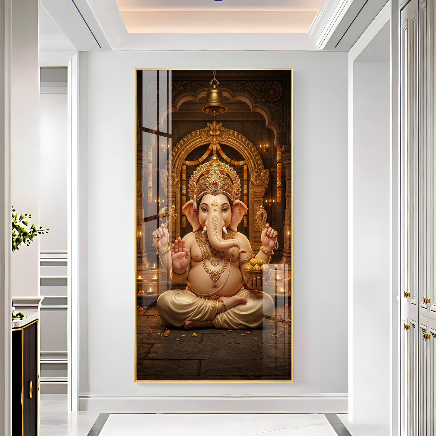Lord Shree Ganesh Ji Premium Acrylic Vertical Wall Art