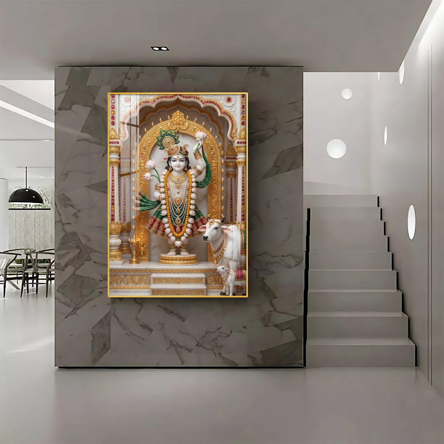Divine Lord Krishna Ji Premium Acrylic Vertical Wall Art