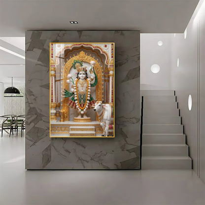 Divine Lord Krishna Ji Premium Acrylic Vertical Wall Art