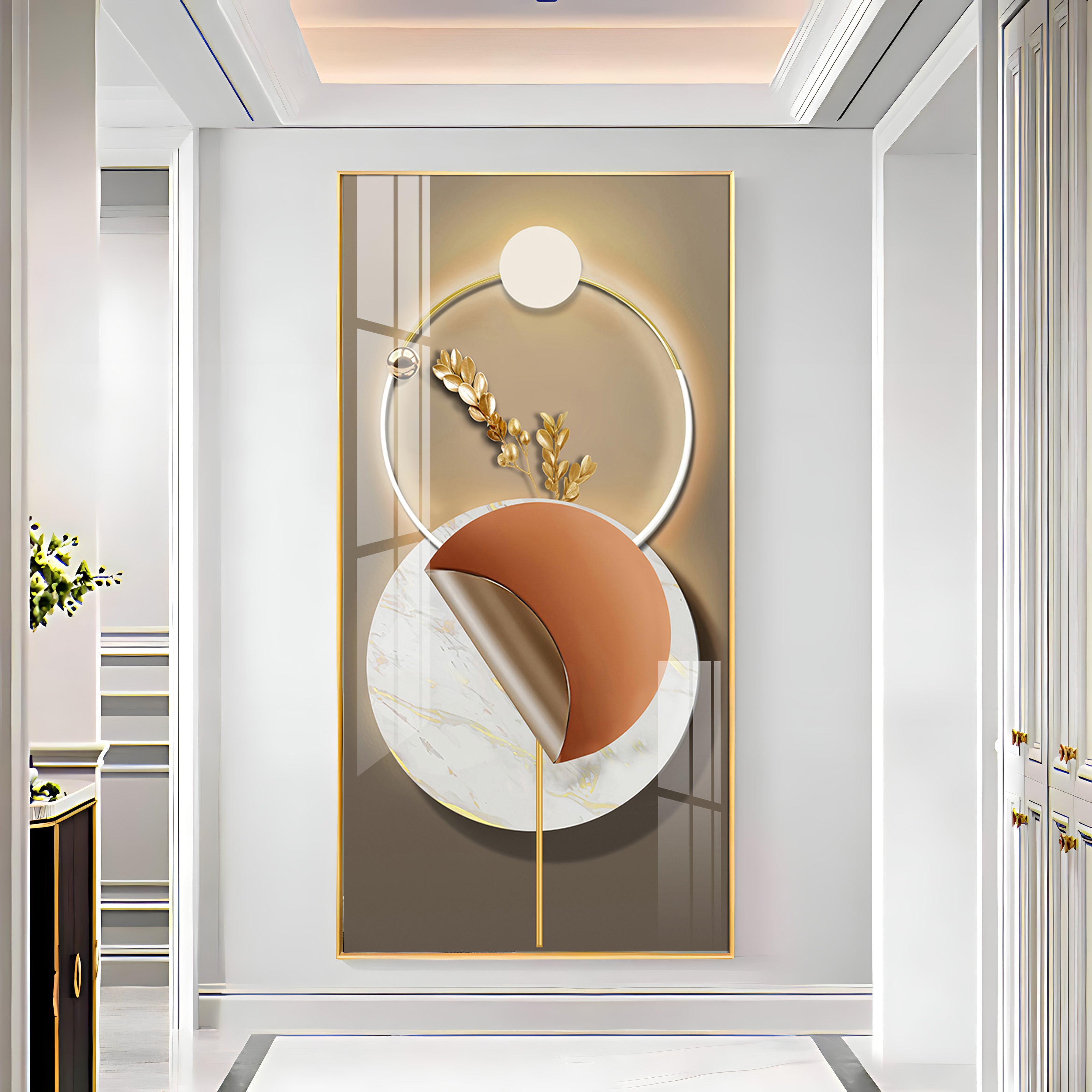 Golden Elegance Premium Acrylic Vertical Wall Art