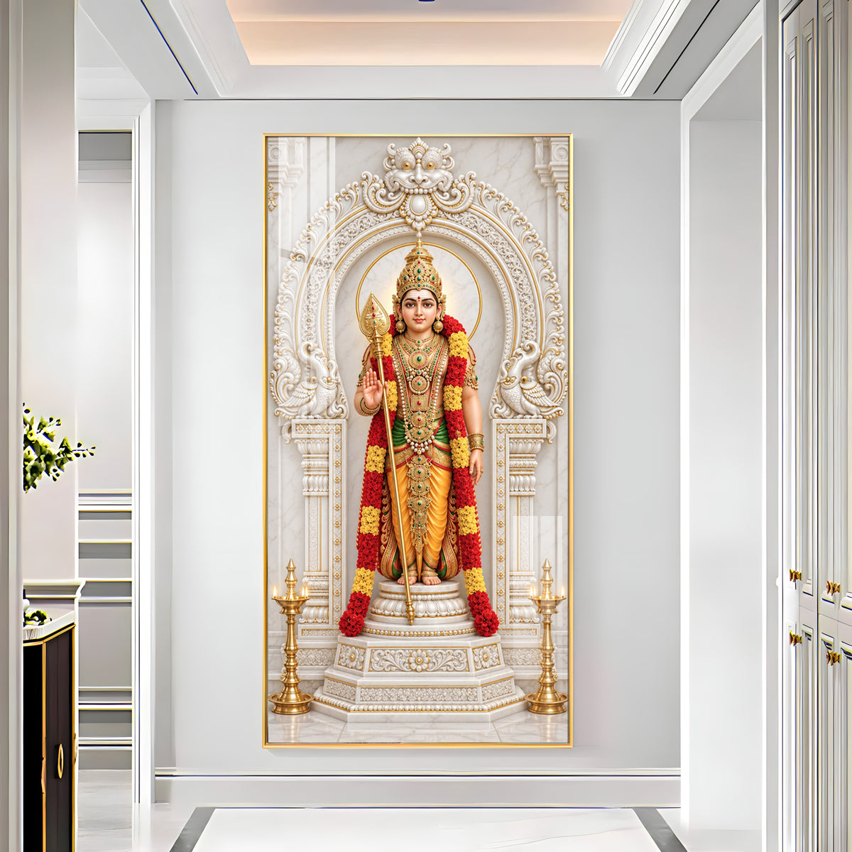 Divine Murugan With Vel Premium Acrylic Vertical Wall Art