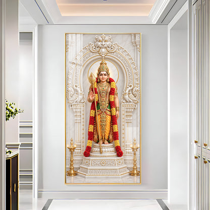 Divine Murugan With Vel Premium Acrylic Vertical Wall Art