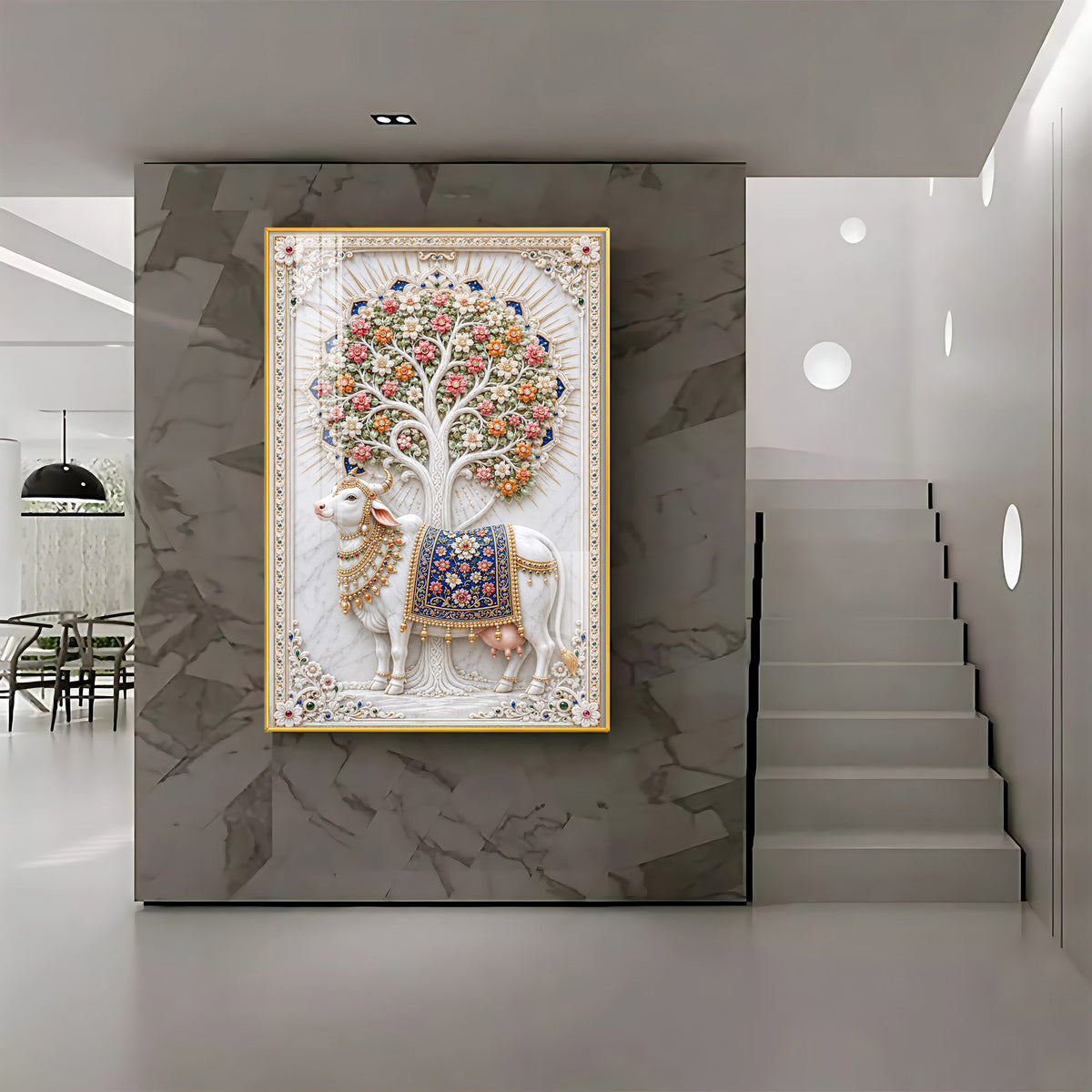 Holy Kamadhenu Premium Acrylic Vertical Wall Art